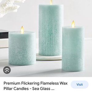 Coastal Pottery Barn Sea Glass Flameless Candle